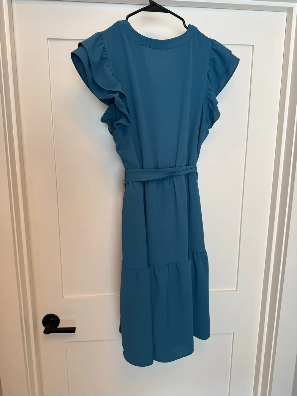Women’s Teal V-Neck Tie-Waist Dress - Picture 4 of 4